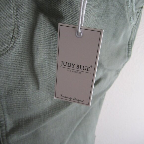Judy Blue Weekend Ready Army Green Distressed Overall Skirt with Silver … - Picture 11 of 11